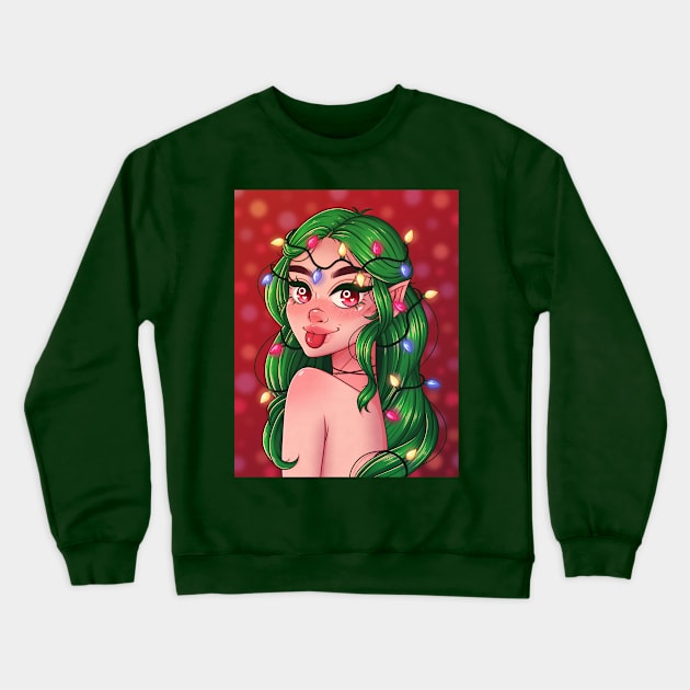 Christmas Lights Girl Crewneck Sweatshirt by PeppermintKamz